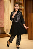 Midnight Black Bloom Embroidered Salwar Suit | Kids Ethnic Outfit for Girls