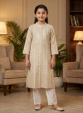Sandstone Chikoo Grace Embroidered Kurta Set | Kids Ethnic Outfit for Girls