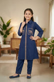 Indigo Blue Heritage Embroidered Salwar Suit | Kids Ethnic Outfit for Girls