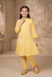 Golden Yellow Ray Printed Salwar Suit | Kids Ethnic Outfit for Girls