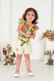 Multicolor Ruffle Top & Shorts Set | Casual Wear Kids Outfit for Girls