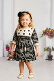 Black & Ivory Floral Short Frock | Casual  Wear Kids Dress for Girls