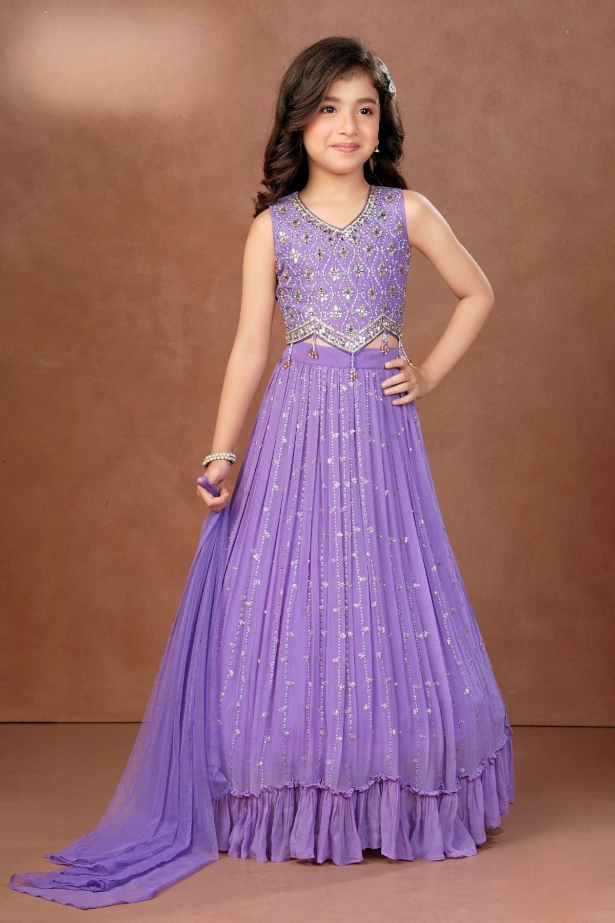Royal Purple Amethyst Princess Lehenga Set | Kids Ethnic Wear for Girls