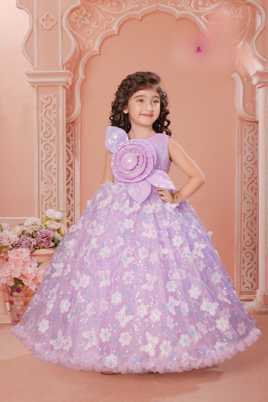 Lavender Bloom Royal Princess Couture Long Gown