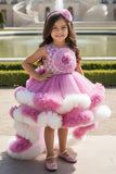 Blush Pink Royale Grand Bloom Couture Short Frock | Party Wear Kids Dress for Girls