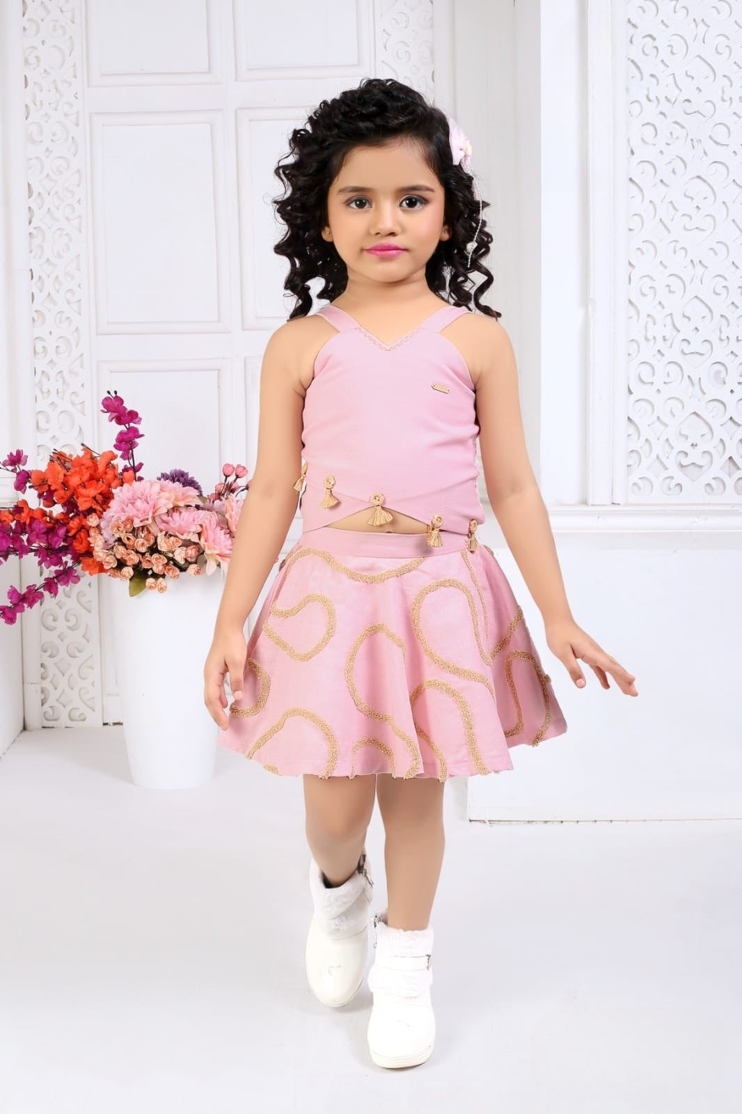 Blush Pink Princess Skirt Top Set | Party Wear Kids Outfit for Girls