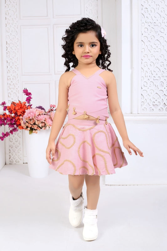 Blush Pink Princess Skirt Top Set | Party Wear Kids Outfit for Girls