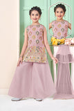 Girls Dusty Rose Sharara Set | Kids Ethnic Wear for Wedding & Festive