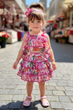 Baby Girls Pink Floral Short Frock  | Pink Summer Outfit for Kids