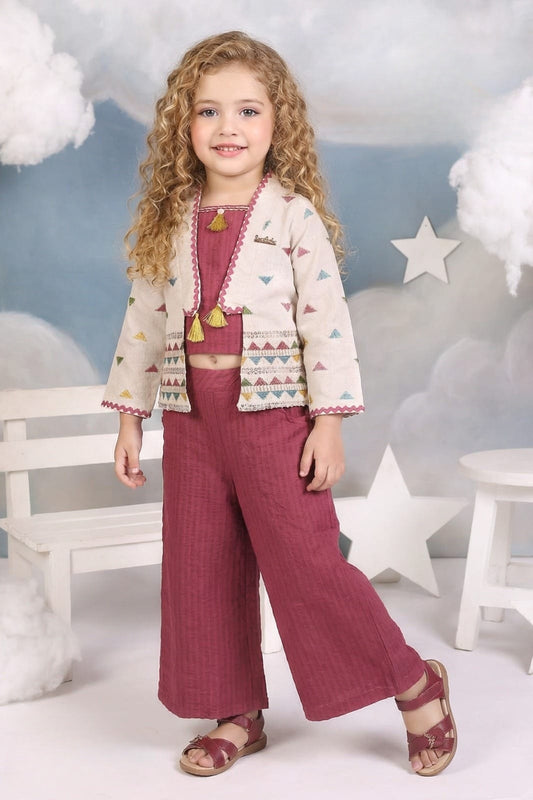 Baby Girls Ethnic Co-Ord Set | Kids Festive Outfit with Jacket
