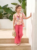 Pink Floral Printed Top with Palazzo Pants | Ethnic Casual Kids Outfit for Girls