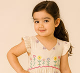 Off.White-Petal Whispers Flutter Short frock