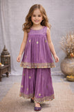 Purple Embroidered Kurti with Sharara Set | Ethnic Outfit for Girls