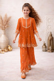 Vibrant Orange Embroidered Kurti with Palazzo Set | Ethnic Outfit for Girls