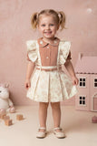 Blush Rust Floral Pinafore Skirt Top Set | Western Outfit for Girls