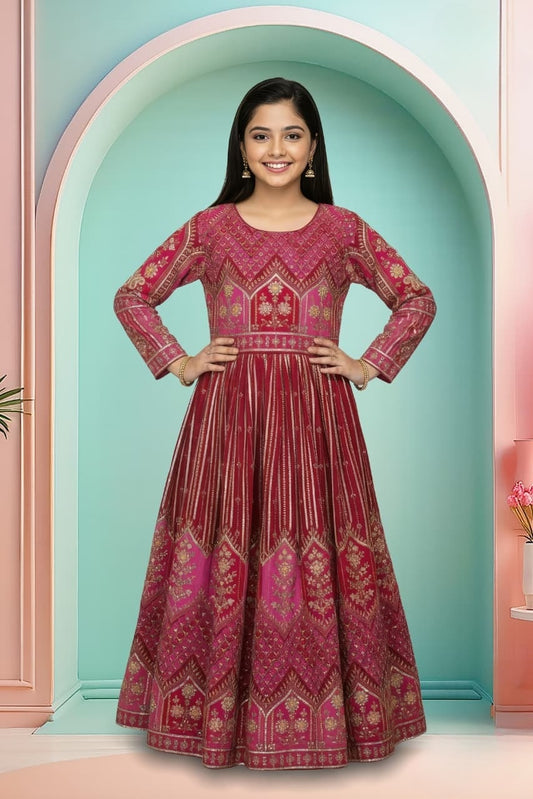 Rani Red Printed Ethnic Lehenga Set | Ethnic Dress for Girls