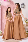 Copper Gold Embellished Lehenga Choli Set |  Ethnic Wear For Girls