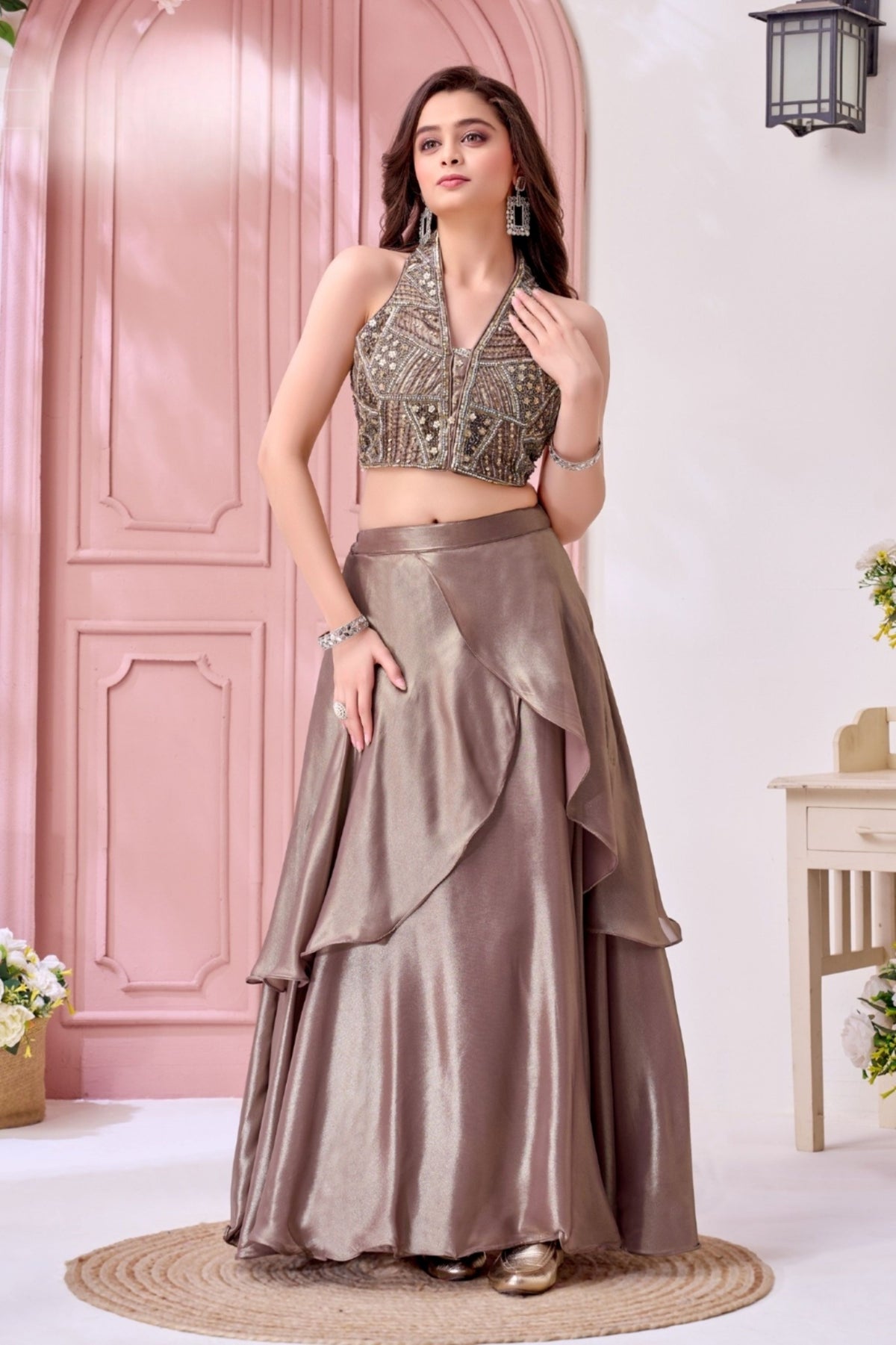 Metallic Biscuit Designer Lehenga Set | Ethnic Wear for Girls