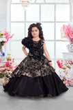 Girls Black Sequin Princess Ball Gown | Party Wear Dress for Kids