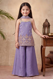 Lavender Embroidered Kurta with Palazzo & Dupatta Set | Ethnic Wear For Girls