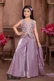 Lavender Embroidered Sharara Suit for Girls | Ethnic Wear For Girls