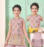 Girls Dusty Rose Sharara Set | Kids Ethnic Wear for Wedding & Festive
