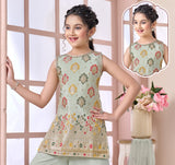 Girls Sage Green Sharara Set | Kids Ethnic Wear for Wedding & Festive