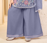 Girls Steel Grey Sharara Set | Kids Ethnic Wear for Wedding & Festive