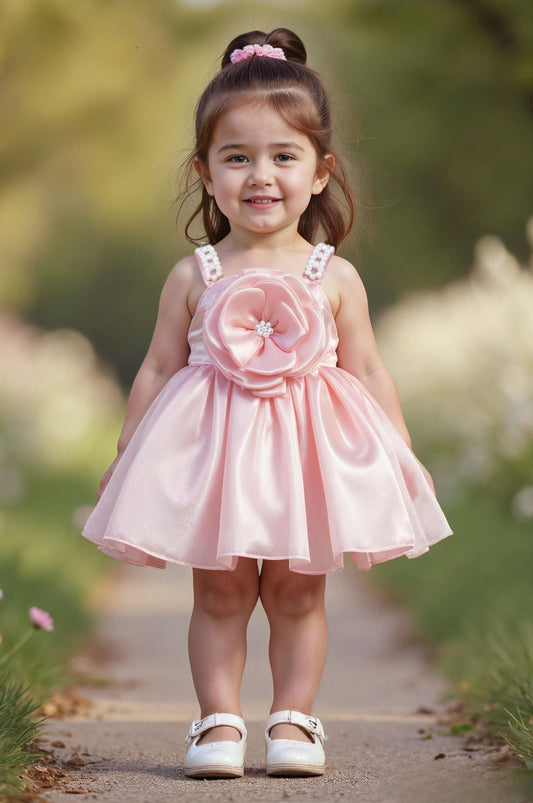 Peach Pink -Pearl Petal Princess Short Frock