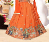 Orange Elephant Embroidered Lehenga Choli