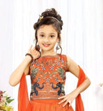 Orange Elephant Embroidered Lehenga Choli