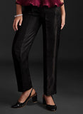 Maroon Pleated Satin Top with Black Straight Pants