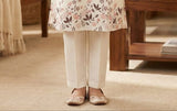 Ivory Cream Floral Printed Kurta Set | Kids Ethnic Outfit for Girls