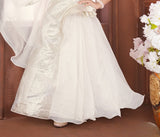 Pearl Ivory One-Shoulder Draped Long Gown | Party Wear Kids Dress for Girls