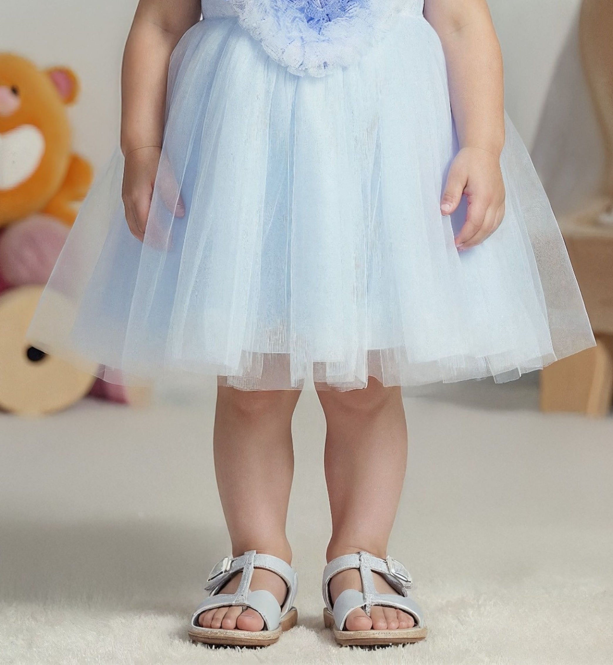 Ice Blue -Dreamy Heart Tulle Baby Short Frock