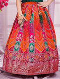 Emerald Green & Rani Pink-Royal Bandhej Lehenga Set