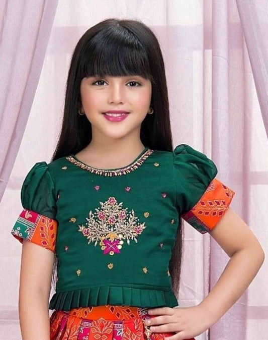 Emerald Green & Rani Pink-Royal Bandhej Lehenga Set