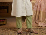 Ivory Cream Floral Embroidered Salwar Suit | Kids Ethnic Outfit for Girls