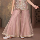 Rose Pink Embroidered Jacket Sharara Set | Ethnic Wear for Girls