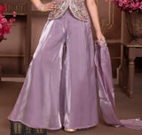 Lavender Embroidered Sharara Suit for Girls | Ethnic Wear For Girls