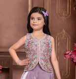 Lavender Embroidered Sharara Suit for Girls | Ethnic Wear For Girls