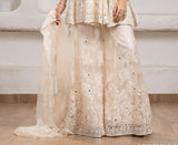 Cream Mirror Work Sharara Set