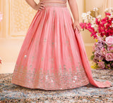 Blush Peach Embroidered Lehenga Set | Kids Ethnic Wear for Girls