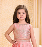 Blush Peach Embroidered Lehenga Set | Kids Ethnic Wear for Girls