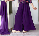 Royal Purple Amethyst Embroidered Palazzo Set | Kids Ethnic Outfit for Girls