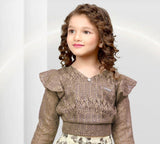 Mocha Brown -Textured Top & Leafy Trousers Set