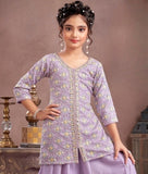 Lavender Grace Embroidered Palazzo Set | Kids Ethnic Outfit for Girls