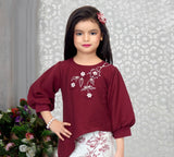 Maroon Floral Palazzo Set | Kids Ethnic Outfit for Girls