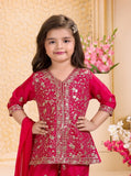Rani Pink Embroidered Kurta Pant Set with Dupatta | Kids Ethnic Outfit for Girls