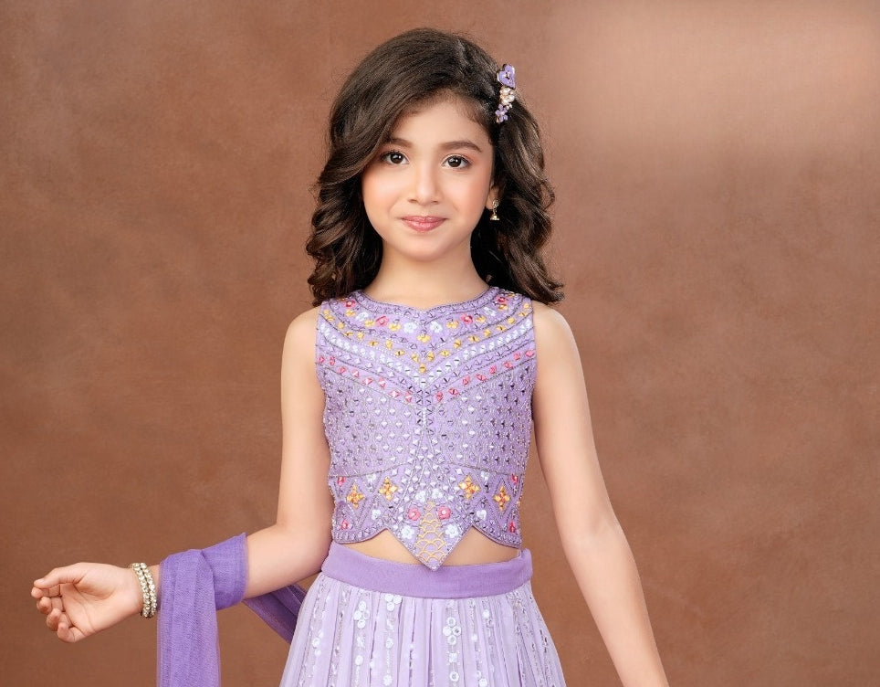 Lavender Luxe Princess Lehenga Set | Kids Ethnic Wear for Girls